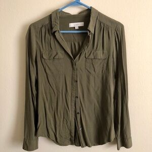 LOFT Green Button Down